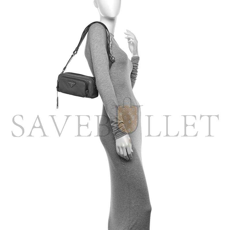 Pra*a nappa antique shoulder bag multi pocket grey 1bh198 (22*10.5*7cm)